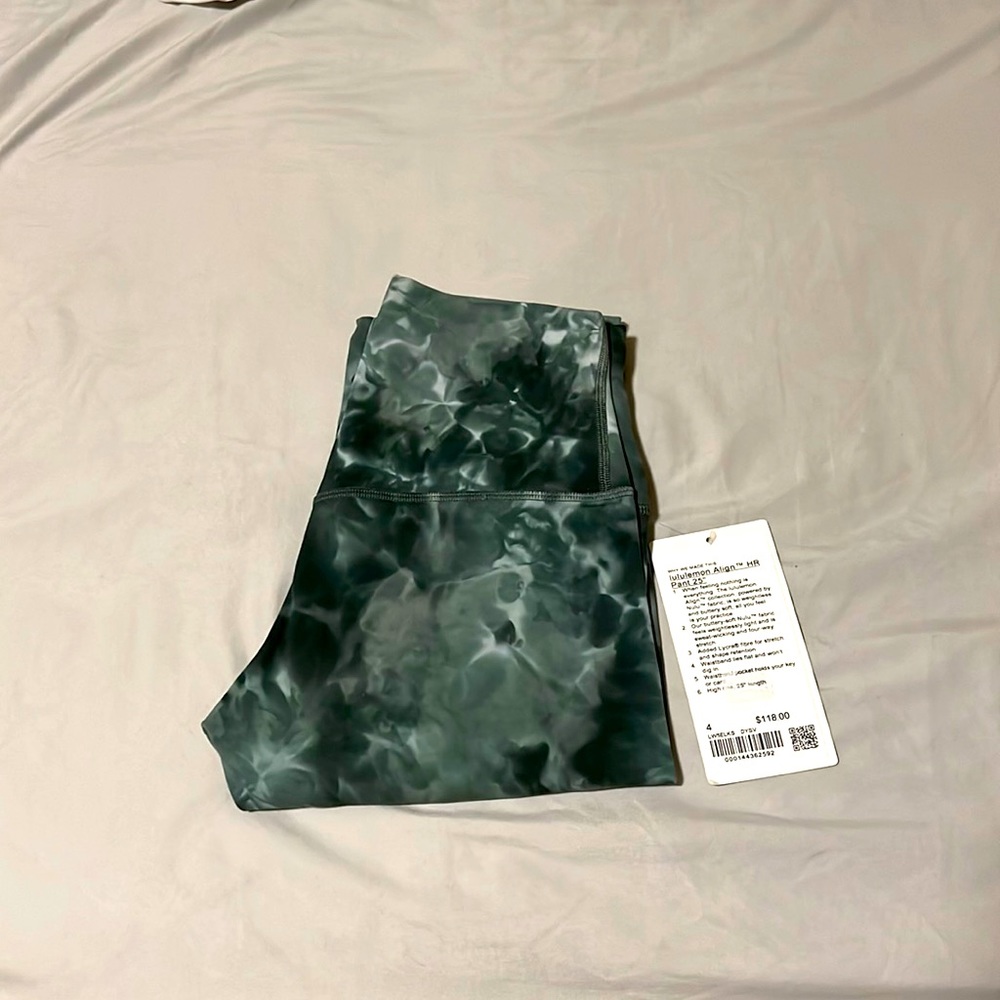 NWT Lululemon Align Leggings 25” Diamond Dye Silver Blue Tidewater Teal